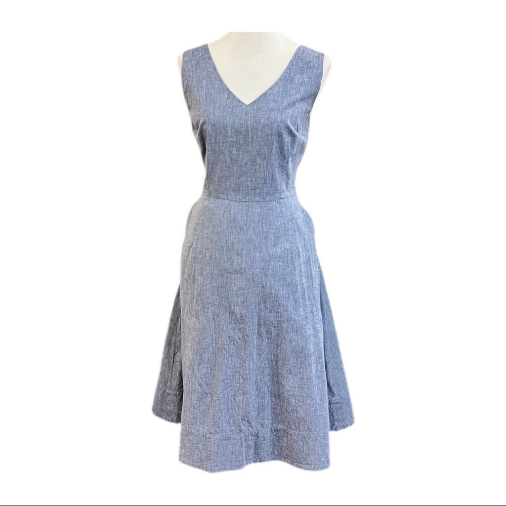 Boden Fit & Flare Midi Dress in Denim Blue Size US 12